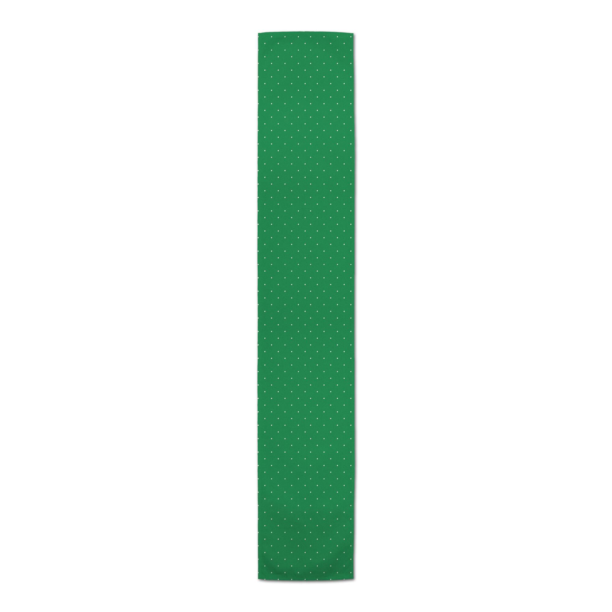 White Dots On Green Outdoor Table Runner